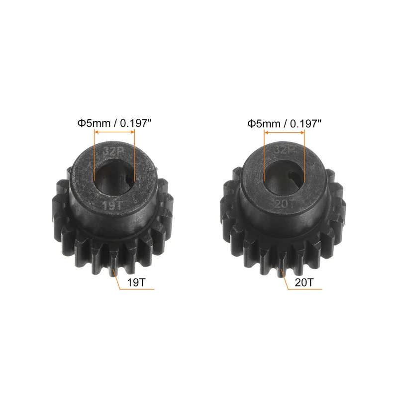 32P Hardened Pinion Motor Gear Set 19T 20T Fit 5mm RC Motor Shaft