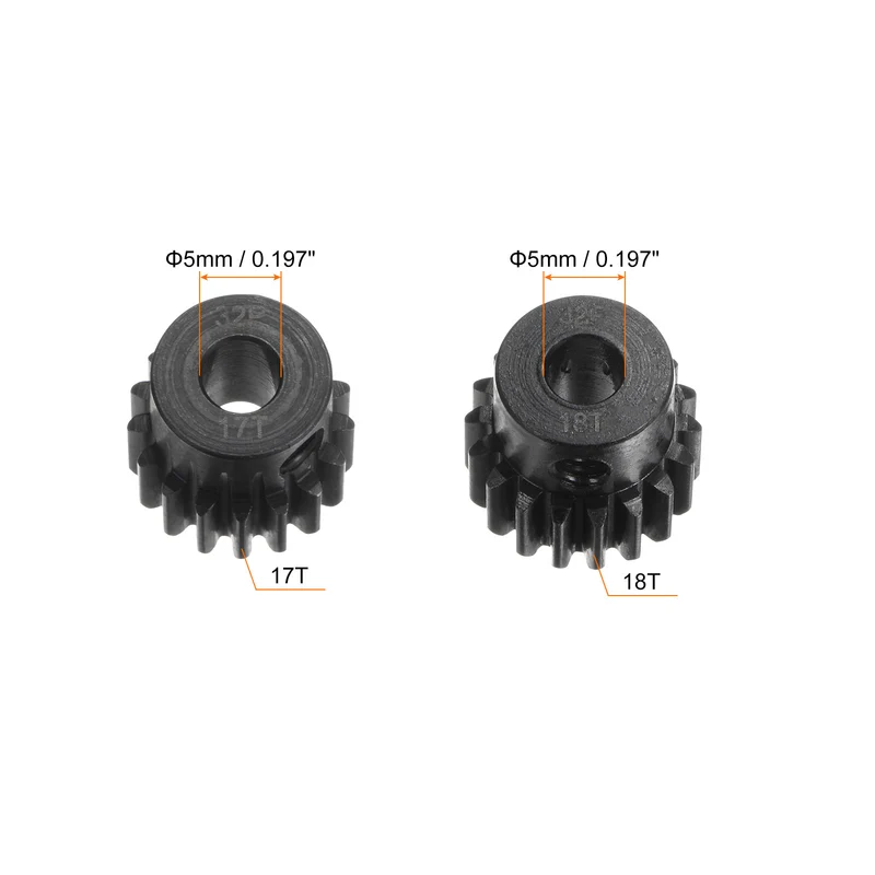 32P Hardened Pinion Motor Gear Set 17T 18T Fit 5mm RC Motor Shaft
