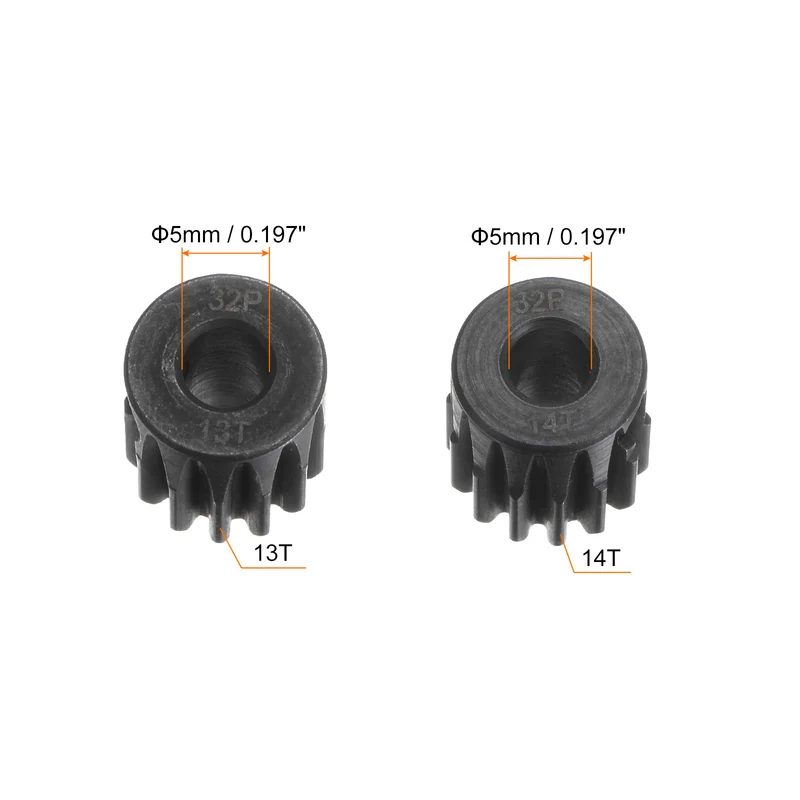 32P Hardened Pinion Motor Gear Set 13T 14T Fit 5mm RC Motor Shaft