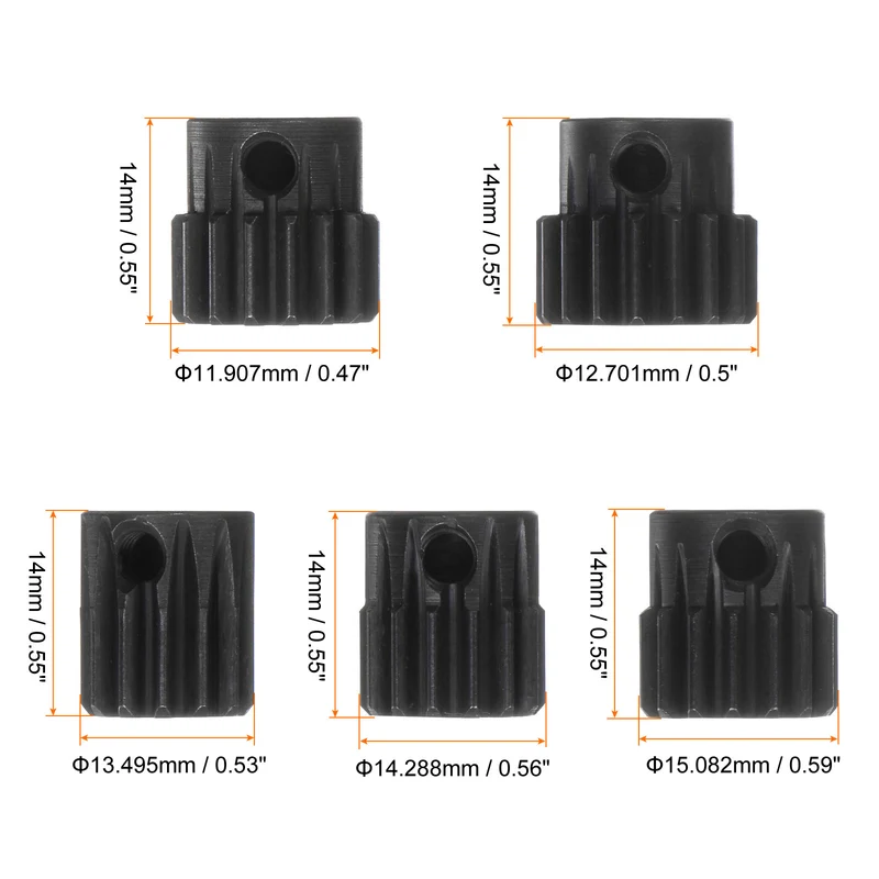 32P Hardened Pinion Motor Gear Set 13T 14T 15T 16T 17T Fit 5mm RC Motor Shaft