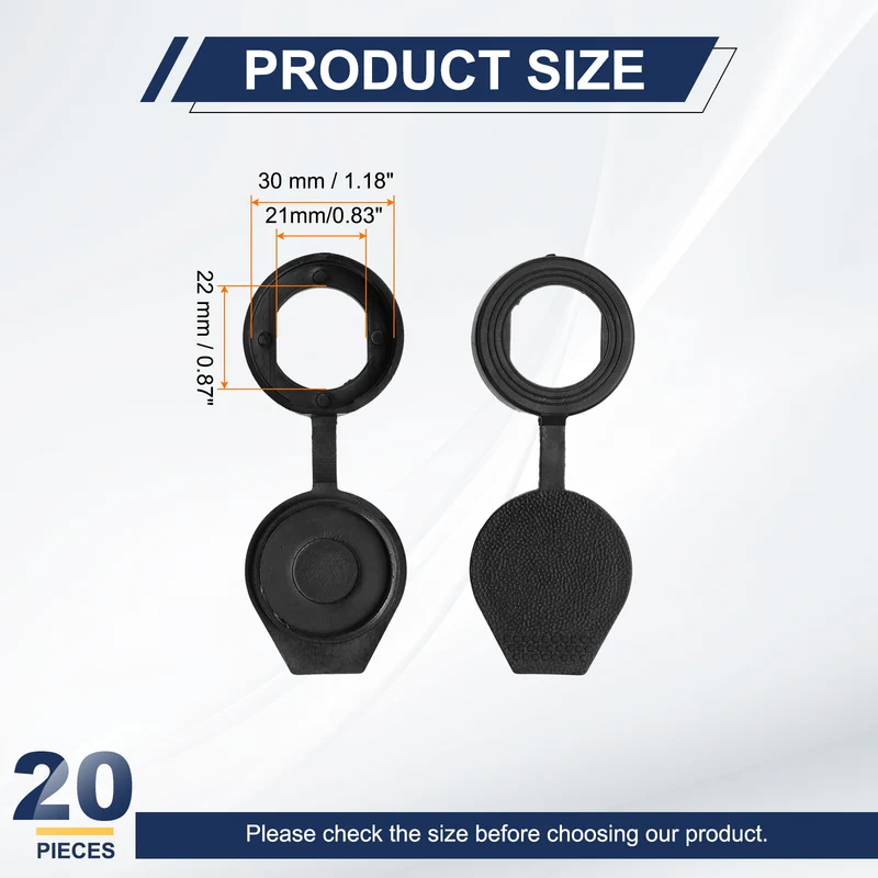 20Pcs Door Lock Dust Cover 21mm Panel Cam Lock Dust Cover Waterproof Black