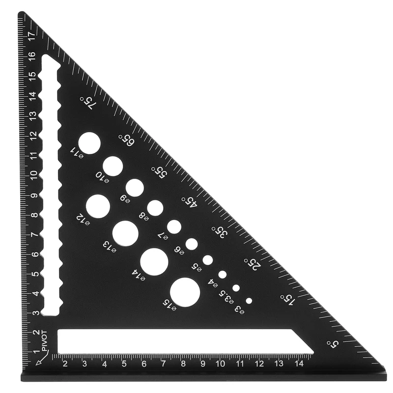 Metal Square 7" Carpenter Square Tool Aluminum Rafter Square, Black