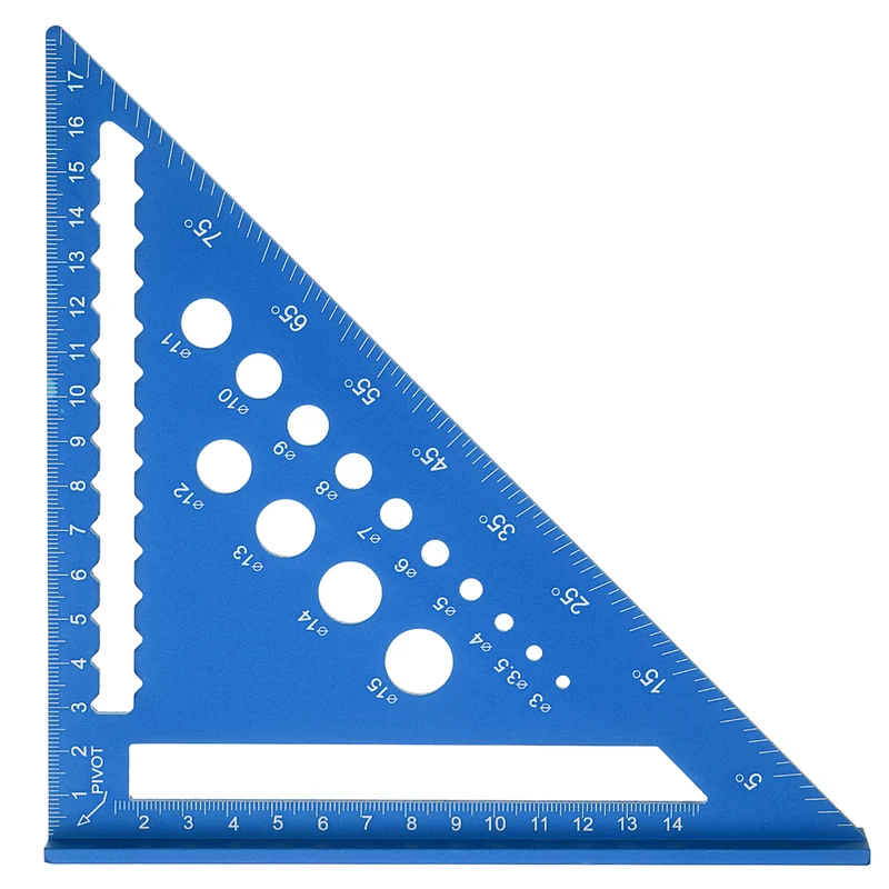 Metal Square Metric 7" Carpenter Square Tool Aluminum Rafter Square, Blue
