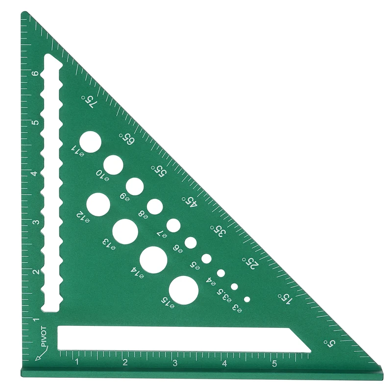 Metal Square Imperial 7" Carpenter Square Tool Aluminum Rafter Square, Green