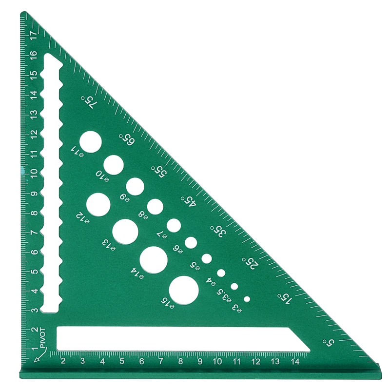 Metal Square Metric 7" Carpenter Square Tool Aluminum Rafter Square, Green