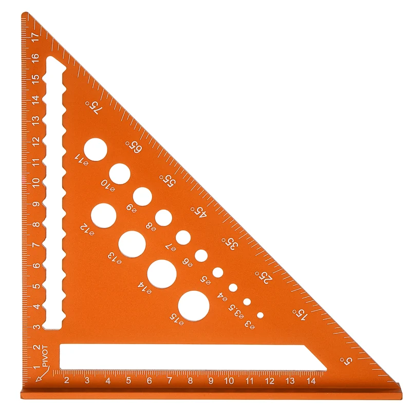 Metal Square Metric 7" Carpenter Square Tool Aluminum Rafter Square, Orange