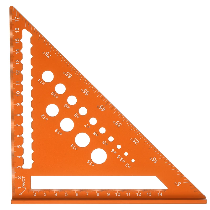Metal Square 7" Carpenter Square Tool Aluminum Rafter Square, Orange