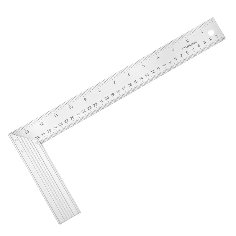 14" Woodworking Square Ruler Stainless Steel Try Square with Alloy Handle