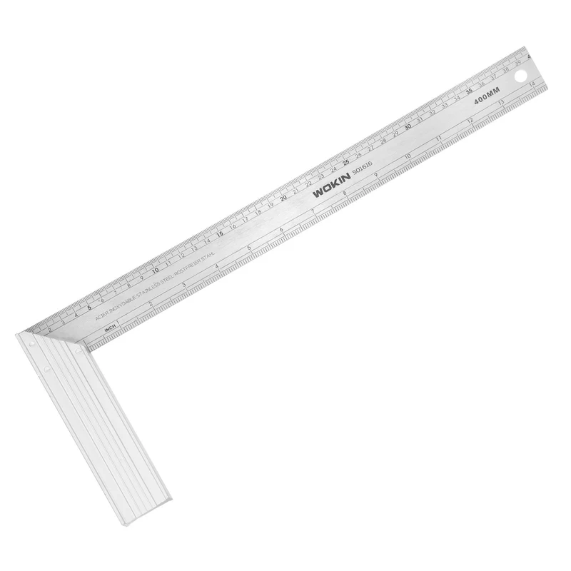 16" Woodworking Square Ruler Stainless Steel Try Square with Alloy Handle