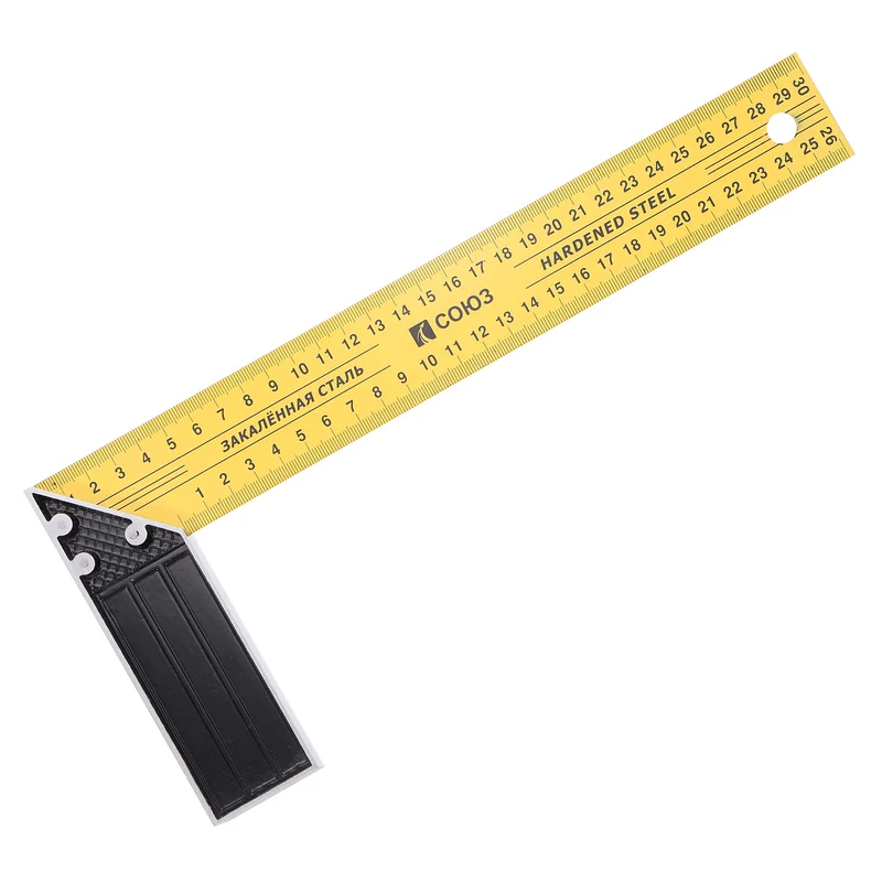 12 Inch Woodworking Square Ruler Metal Metric Try Square, Yellow Black