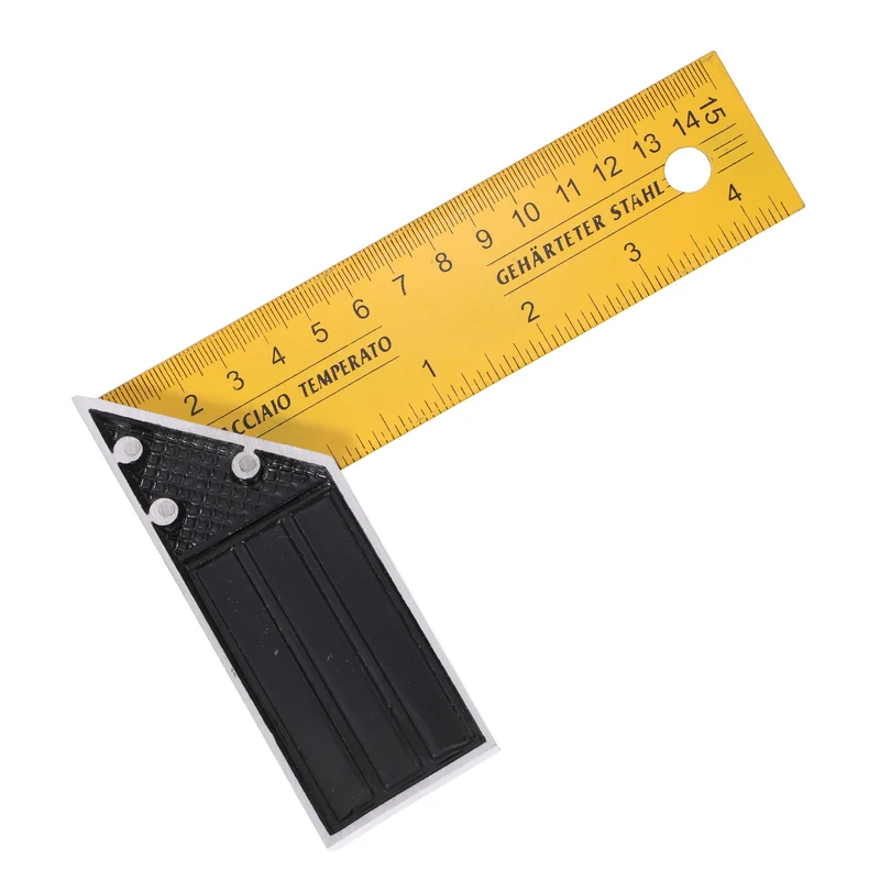 6 Inch Woodworking Square Ruler Metal Try Square, Yellow Black