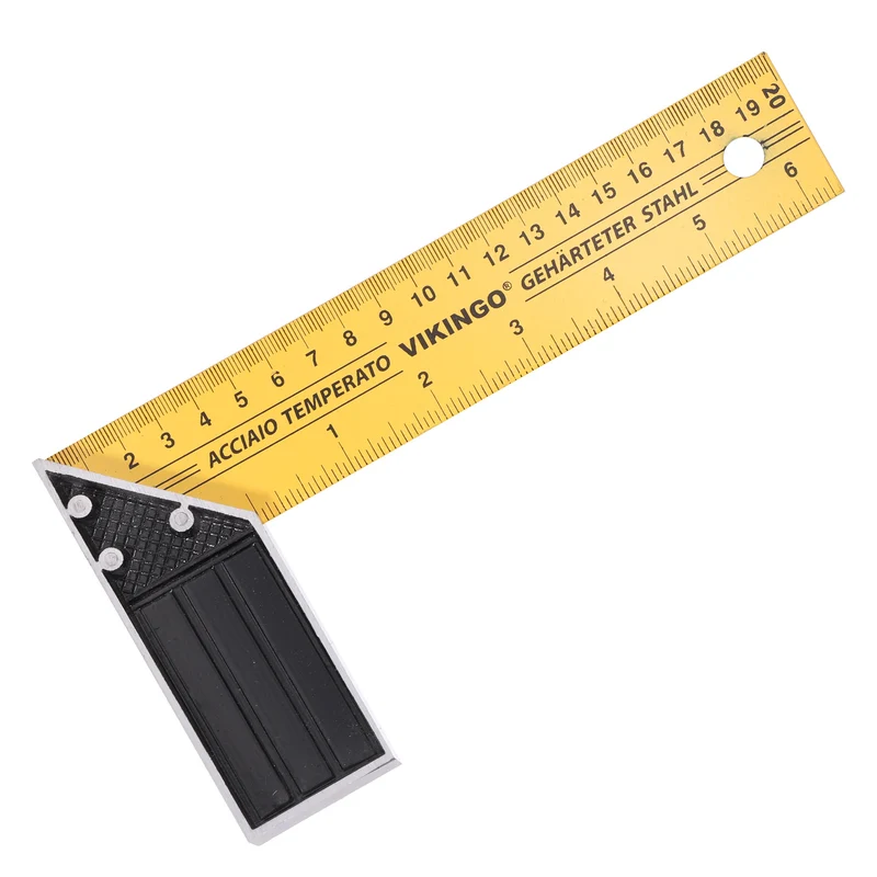 8 Inch Woodworking Square Ruler Metal Try Square, Yellow Black