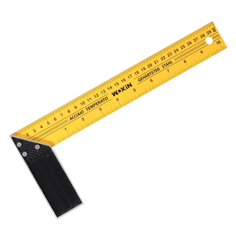12 Inch Woodworking Square Ruler Metal Try Square, Yellow Black