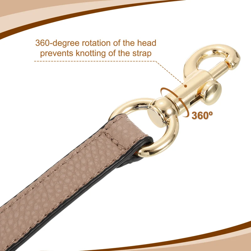 14.17 Inch PU Leather Short Bag Strap with Clasp, Tawny, Gold Buckle