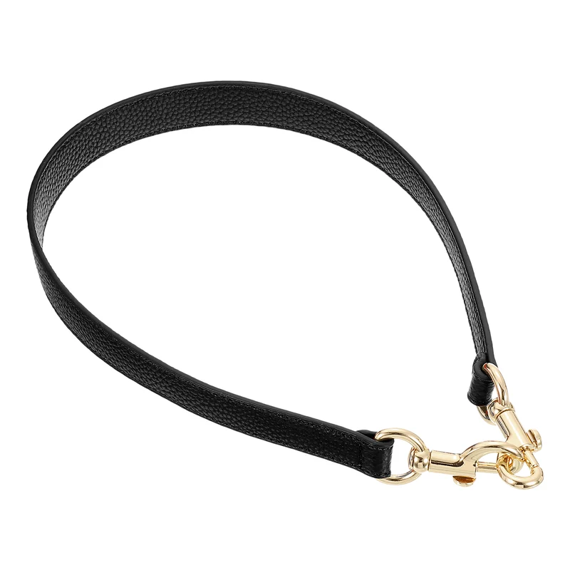 25.59 Inch PU Leather Short Bag Strap with Clasp Black Gold Buckle