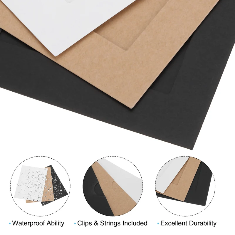 30PCS Paper Photo Frame, 7 x 5 Inch Cardboard Picture Frames with Clips & Strings DIY Photo Hanging Display for Home Office Decor, Brown