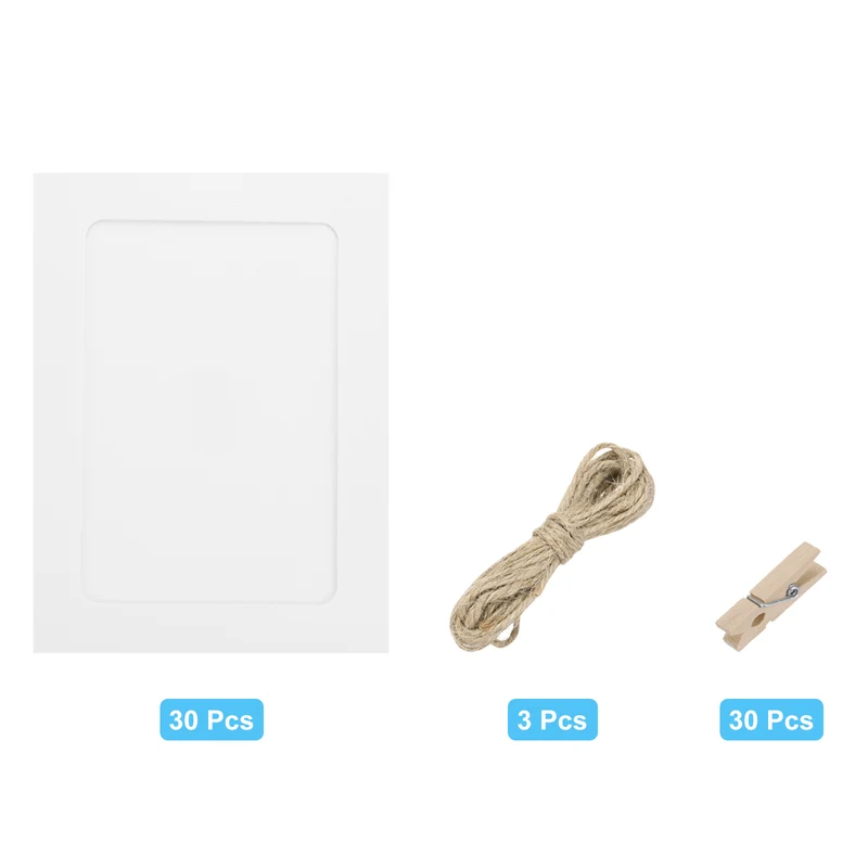 30PCS 5 x 4 Inch Paper Photo Frames, White
