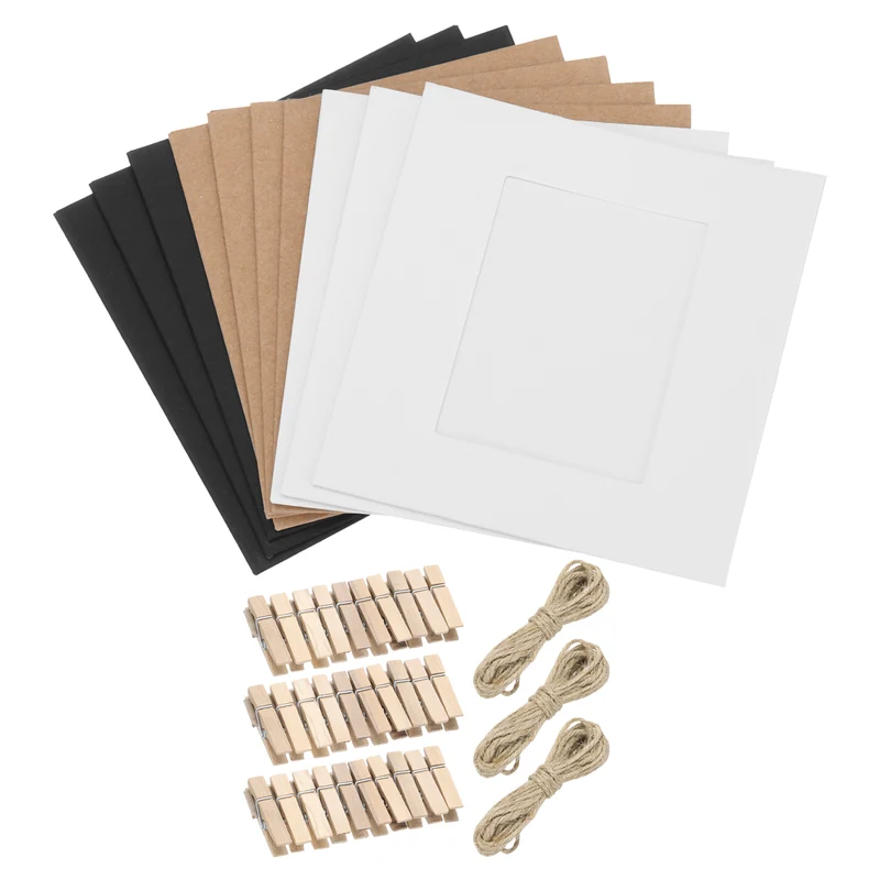 30PCS 4 x 4 Inch Paper Photo Frames with Clips & Strings, 3 Assorted Color