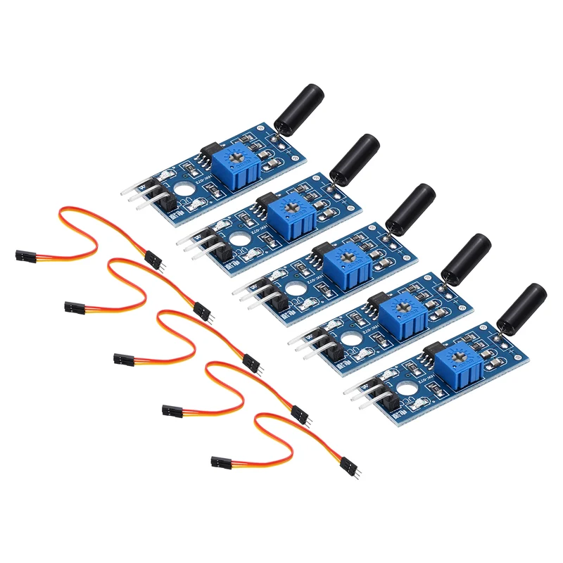 5Pcs SW-18015P Vibration Sensor Module with Jump Wire 3.3-5V High Sensitivity