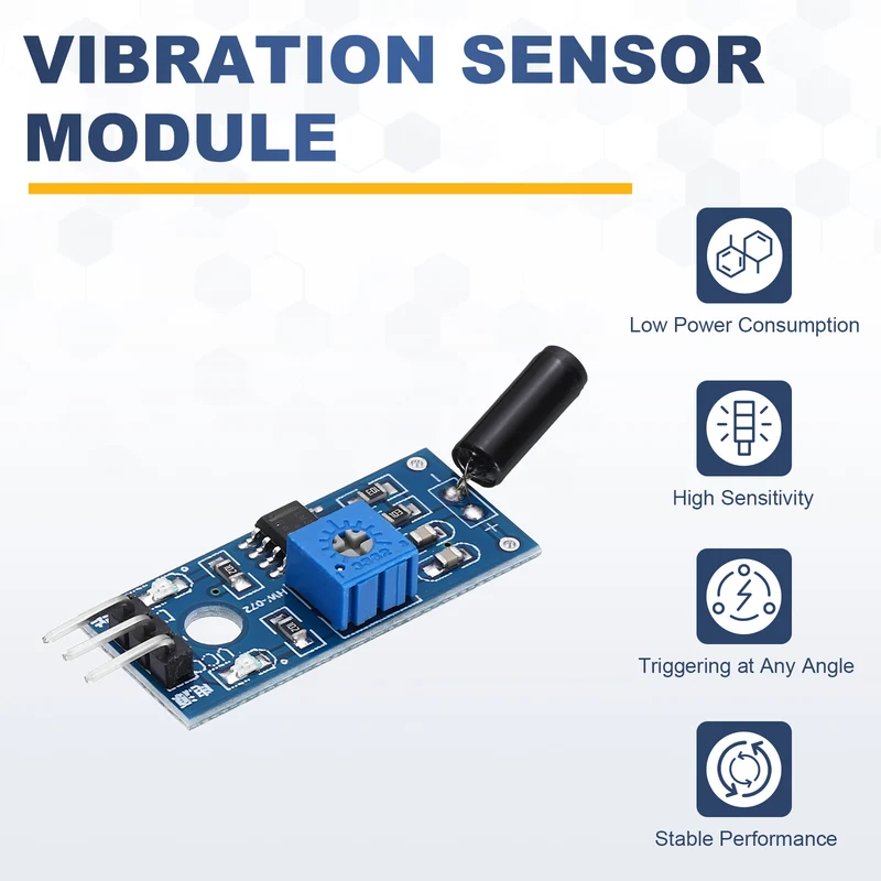 5Pcs SW-18015P Vibration Sensor Module with Jump Wire 3.3-5V High Sensitivity