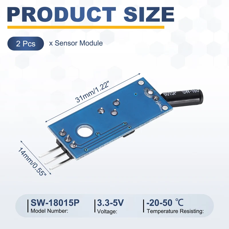 2Pcs SW-18015P Vibration Sensor Module 3.3-5V High Sensitivity Sensor Switch
