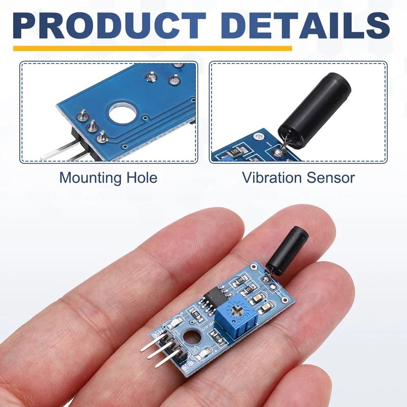 2Pcs SW-18015P Vibration Sensor Module 3.3-5V High Sensitivity Sensor Switch