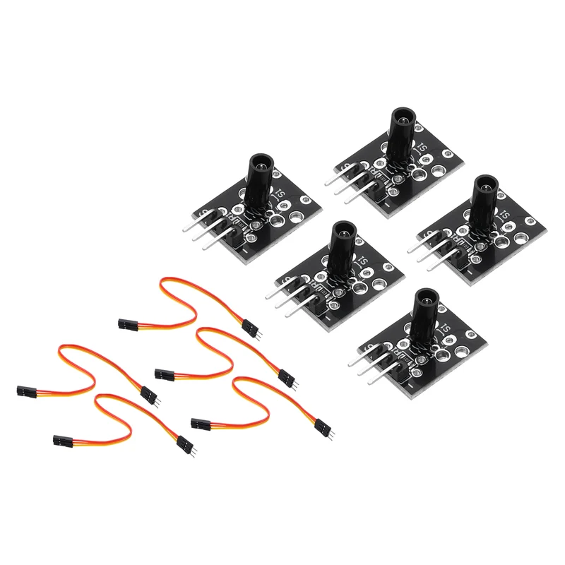5Pcs KY-002 Shock Vibration Switch with Jump Wire, 3 Pin 3.3-5V