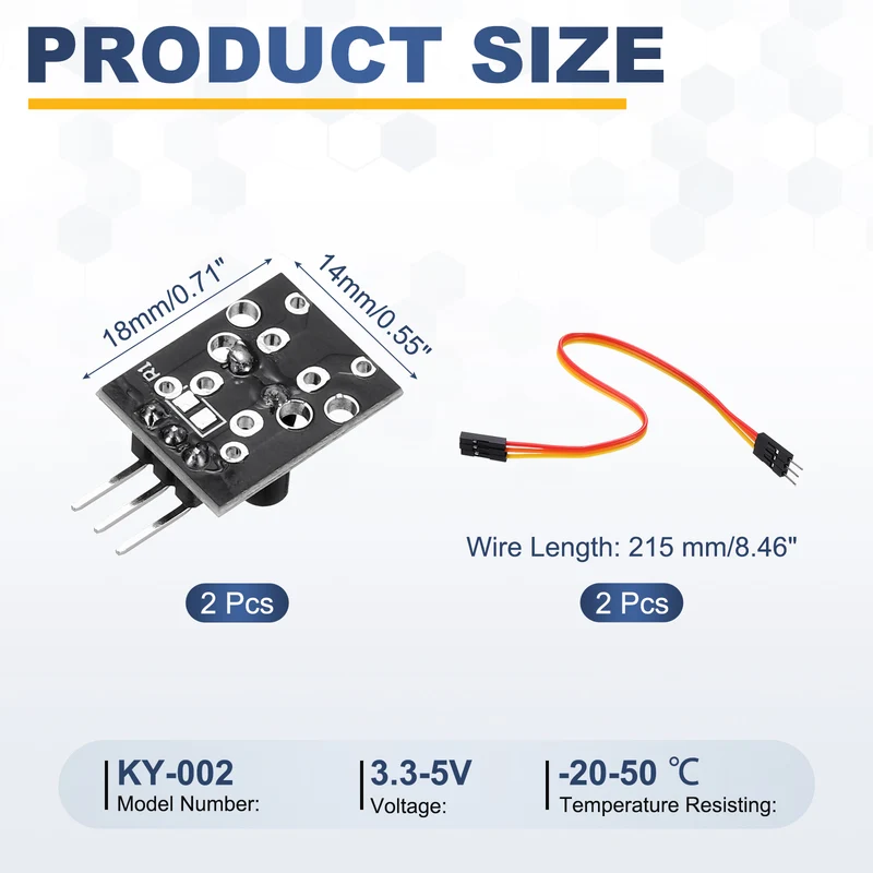 2Pcs KY-002 Shock Vibration Switch with Jump Wire, 3 Pin 3.3-5V