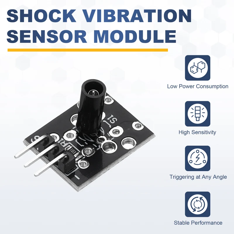 2Pcs KY-002 Shock Vibration Switch with Jump Wire, 3 Pin 3.3-5V