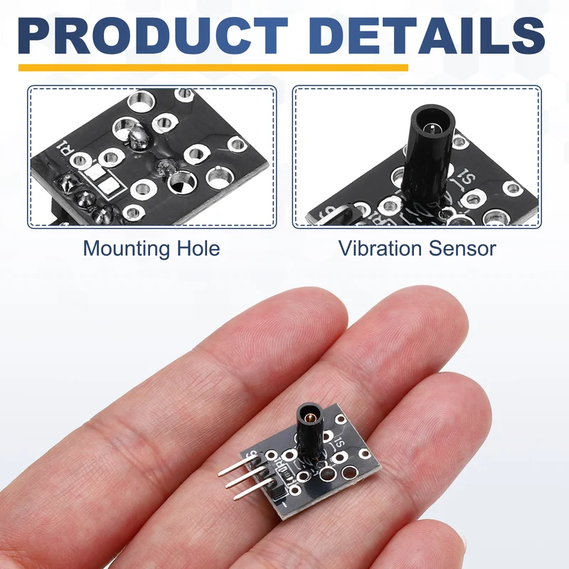 6Pcs KY-002 Shock Vibration Switch, 3 Pin 3.3-5V Shock Vibration Sensor Module