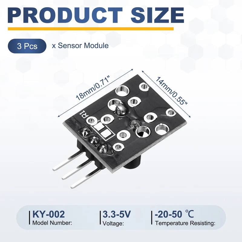 3Pcs KY-002 Shock Vibration Switch, 3 Pin 3.3-5V Shock Vibration Sensor Module
