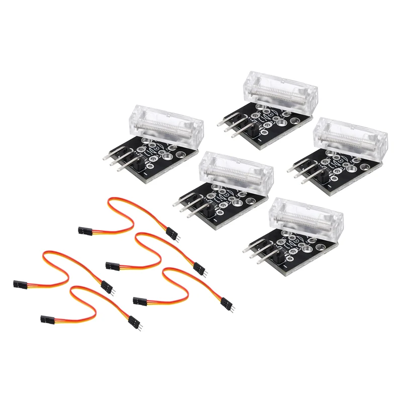 5 Pcs KY-031 Knock Sensor Module with Jump Wire, 5V 3 Pin, Black