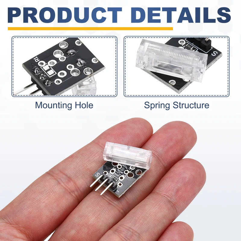 5 Pcs KY-031 Knock Sensor Module with Jump Wire, 5V 3 Pin, Black