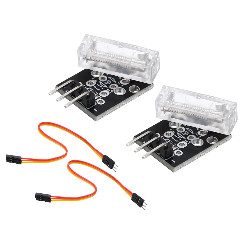 2 Pcs KY-031 Knock Sensor Module with Jump Wire, 5V 3 Pin, Black