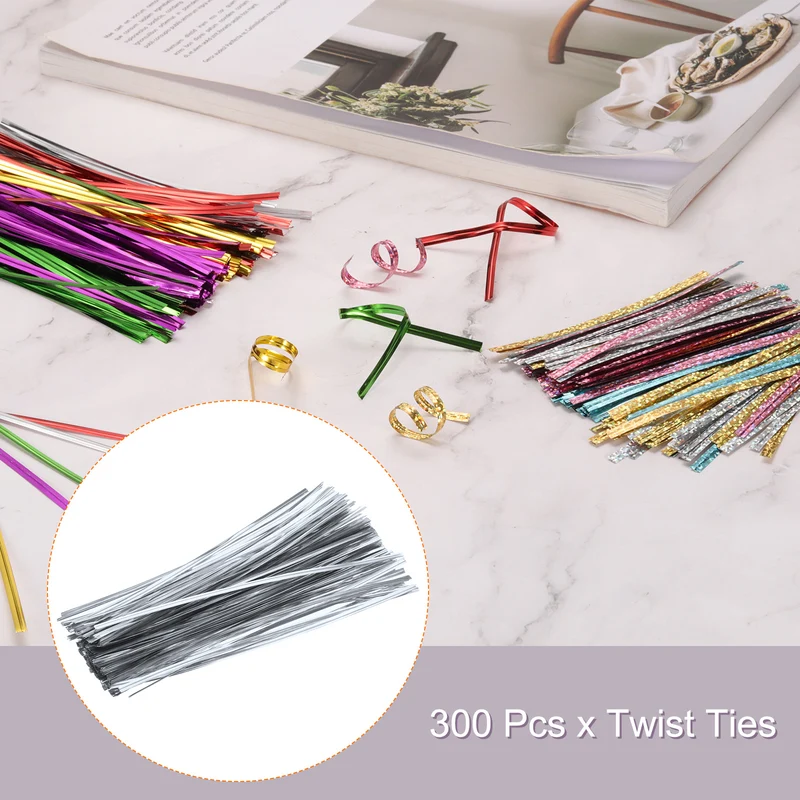 300 Pcs 8" Metal Twist Ties for Bread Candy Treat Bag, Silver