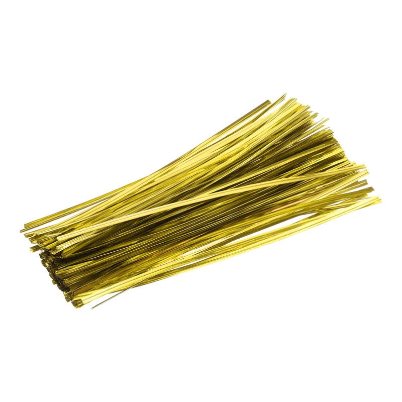 300 Pcs 8" Metal Twist Ties for Bread Candy Treat Bag, Gold