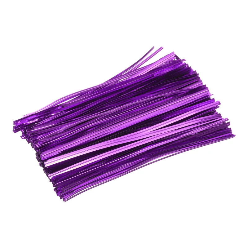 300 Pcs 6" Kraft Paper Twist Ties for Bread Candy Treat Bag, Purple