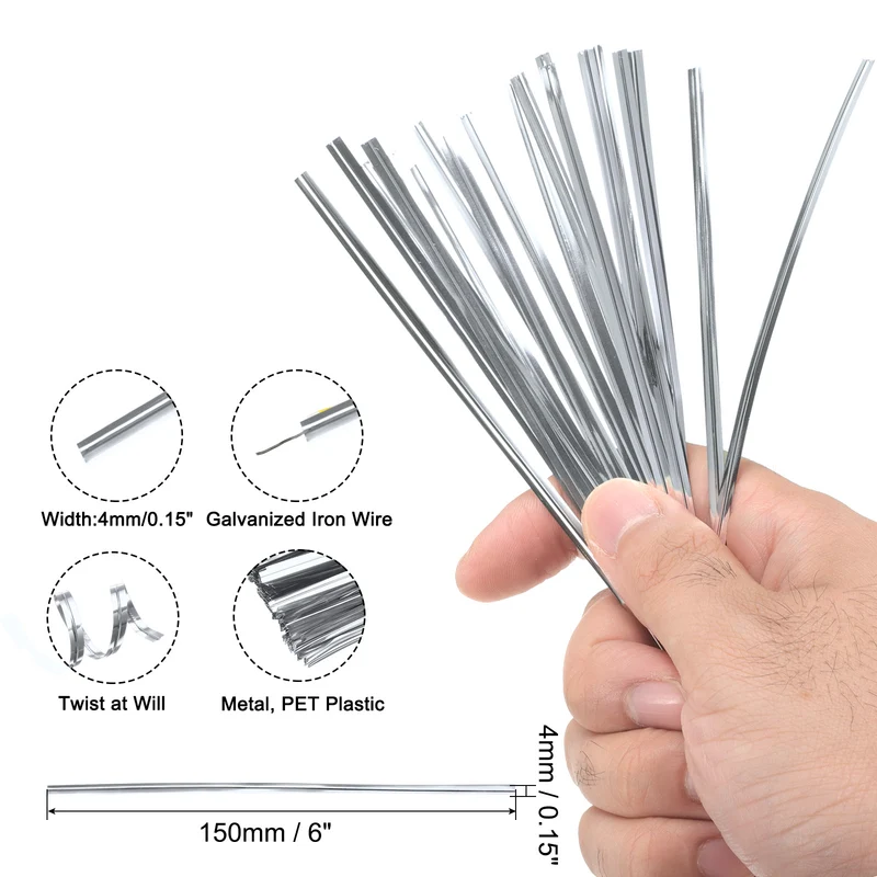 300 Pcs 6" Metal Twist Ties for Bread Candy Treat Bag, Silver