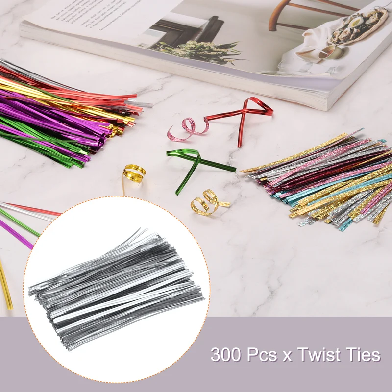300 Pcs 6" Metal Twist Ties for Bread Candy Treat Bag, Silver