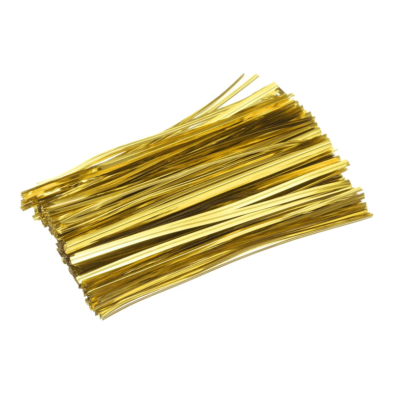 300 Pcs 6" Metal Twist Ties for Bread Candy Treat Bag, Gold