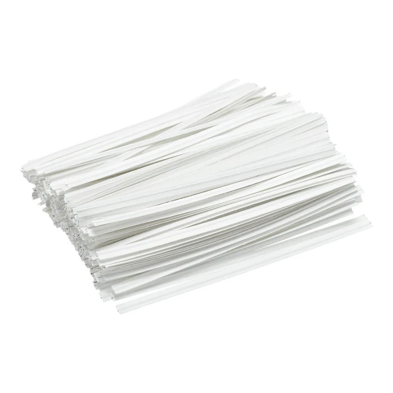 300 Pcs 4" Kraft Paper Twist Ties for Bread Candy Treat Bag, White
