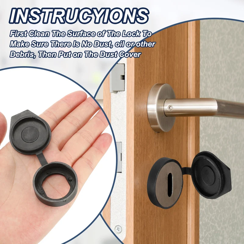 12Pcs Door Lock Dust Cover 16mm Panel Cam Lock Dust Cover Waterproof Black