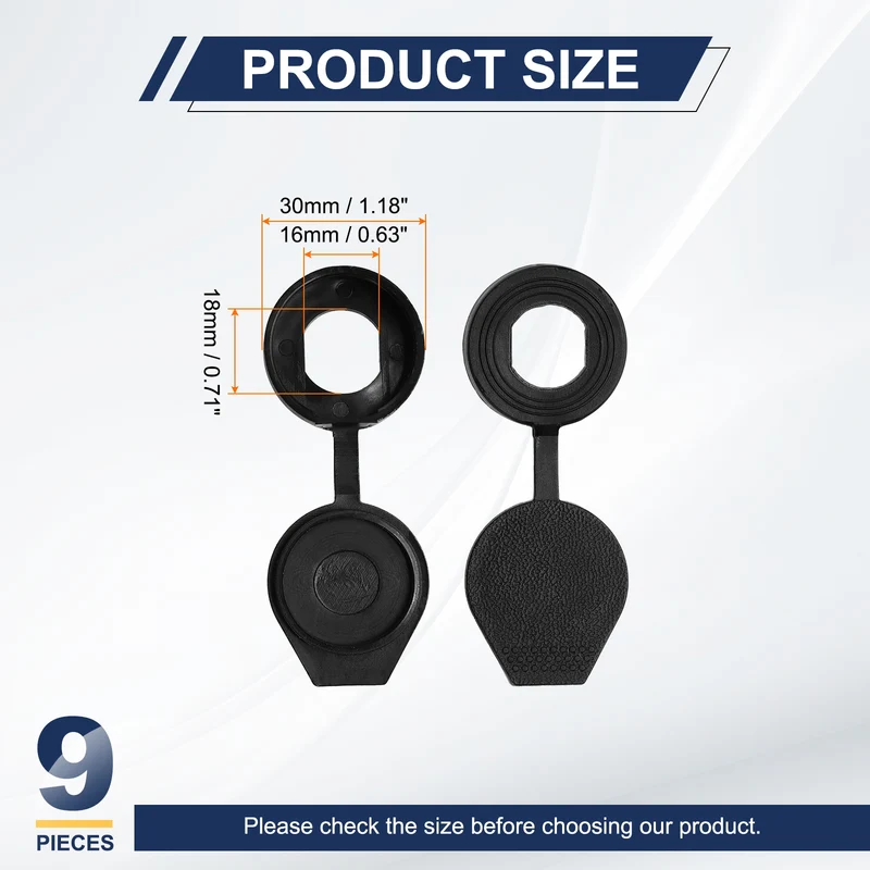 9Pcs Door Lock Dust Cover 16mm Panel Cam Lock Dust Cover Waterproof Black