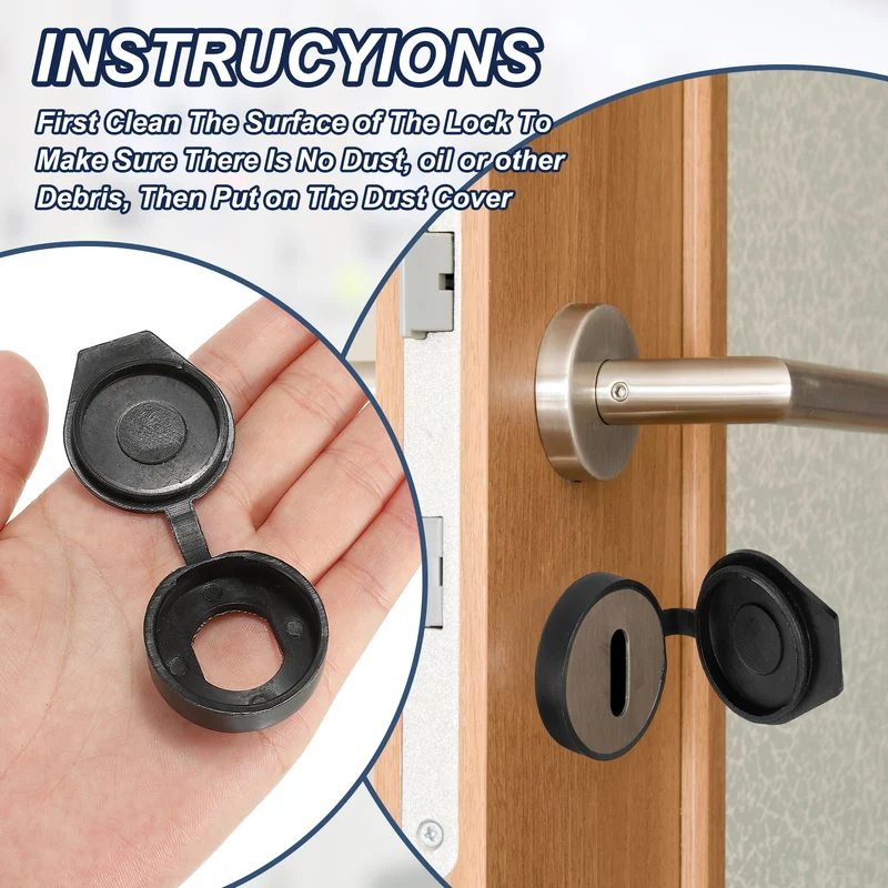 9Pcs Door Lock Dust Cover 16mm Panel Cam Lock Dust Cover Waterproof Black