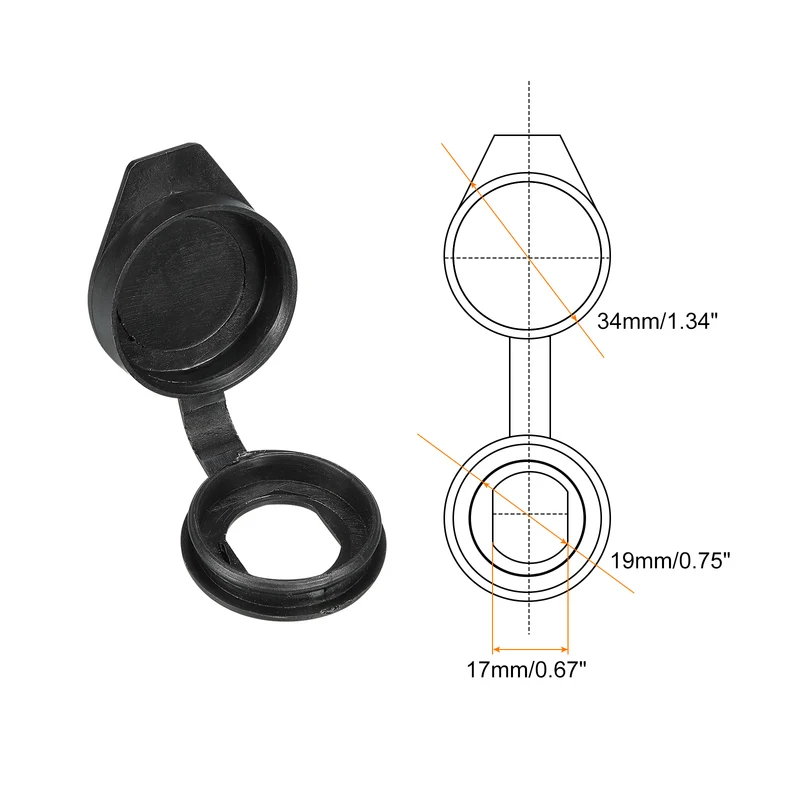 19mm Door Lock Dust Cover, 10 Pack Plastic Waterproof Keys Panel Cam Lock Dust Cover Cap for 19mm Cam Lock, Black