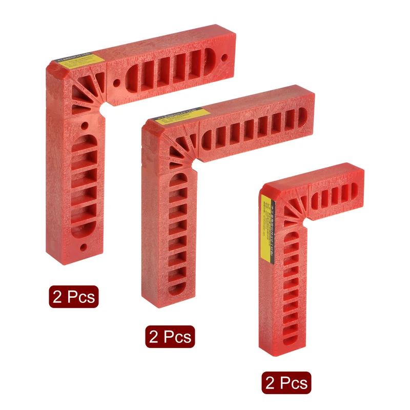 6pcs 90 Degree Positioning Squares 3"/4"/6" Right Angle Corner Clamps, Red