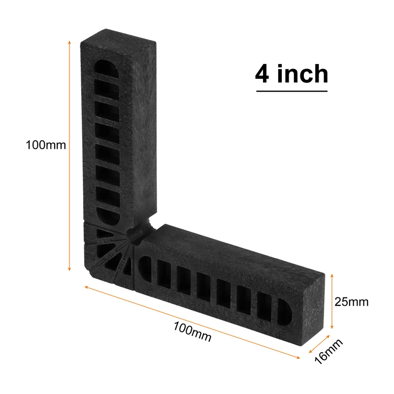 8pcs Positioning Squares Right Angle Clamps 100x100mm 90° Corner Clamp, Black