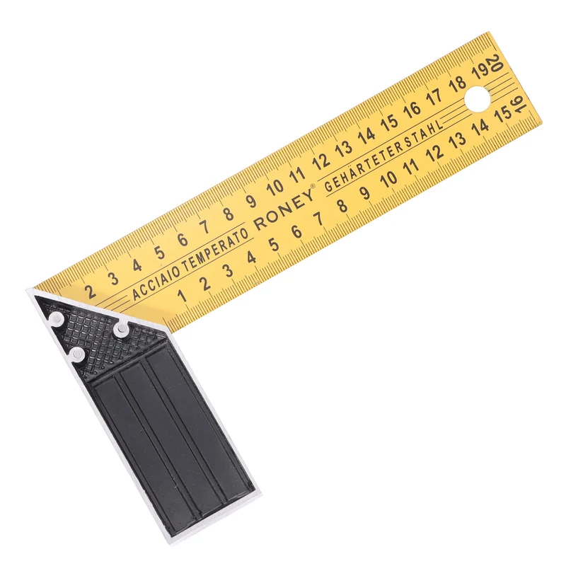 8 Inch Woodworking Square Ruler Metal Metric Try Square, Yellow Black