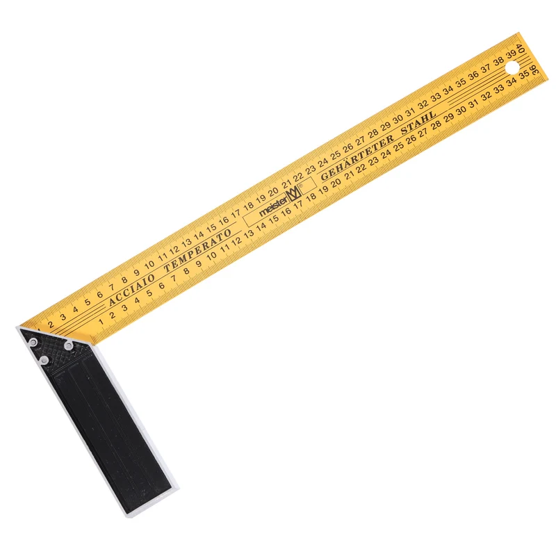 16 Inch Woodworking Square Ruler Metal Metric Try Square, Yellow Black