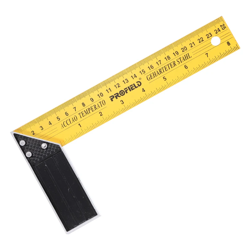 10 Inch Woodworking Square Ruler Metal Try Square, Yellow Black